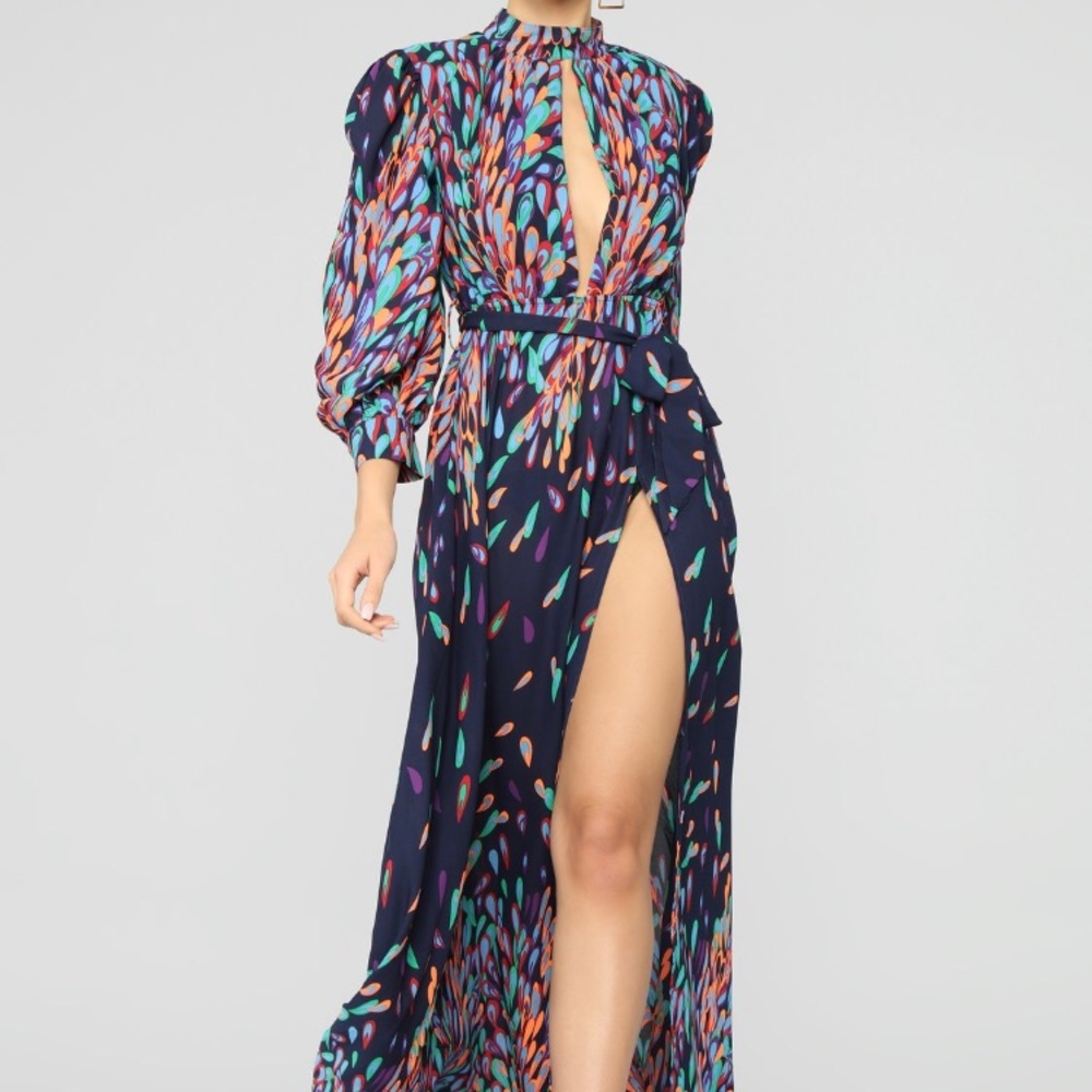Colorful Navy Maxi Dress